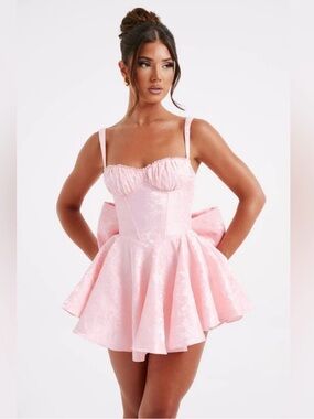 BABYBOO Strapless Sweetheart Pink Mini Dress with Bow